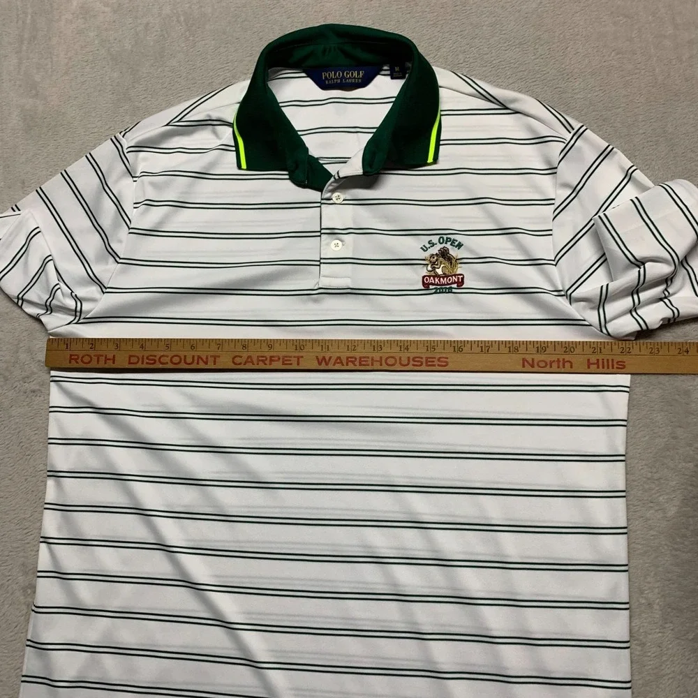 Polo Golf Ralph‎ Lauren Shirt Mens M Performance Striped US Open Oakmont USGA